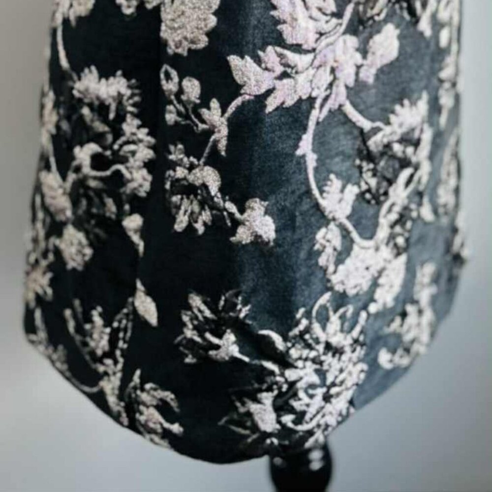 Luisa Cerano Charcoal Metallic Floral Jacquard Shift Dress with Pockets – US 12 - Picture 8 of 13